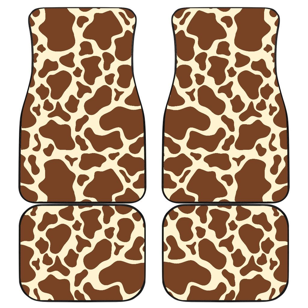 Brown Cow Print Front And Back Car Floor Mats/ Front Car Mat