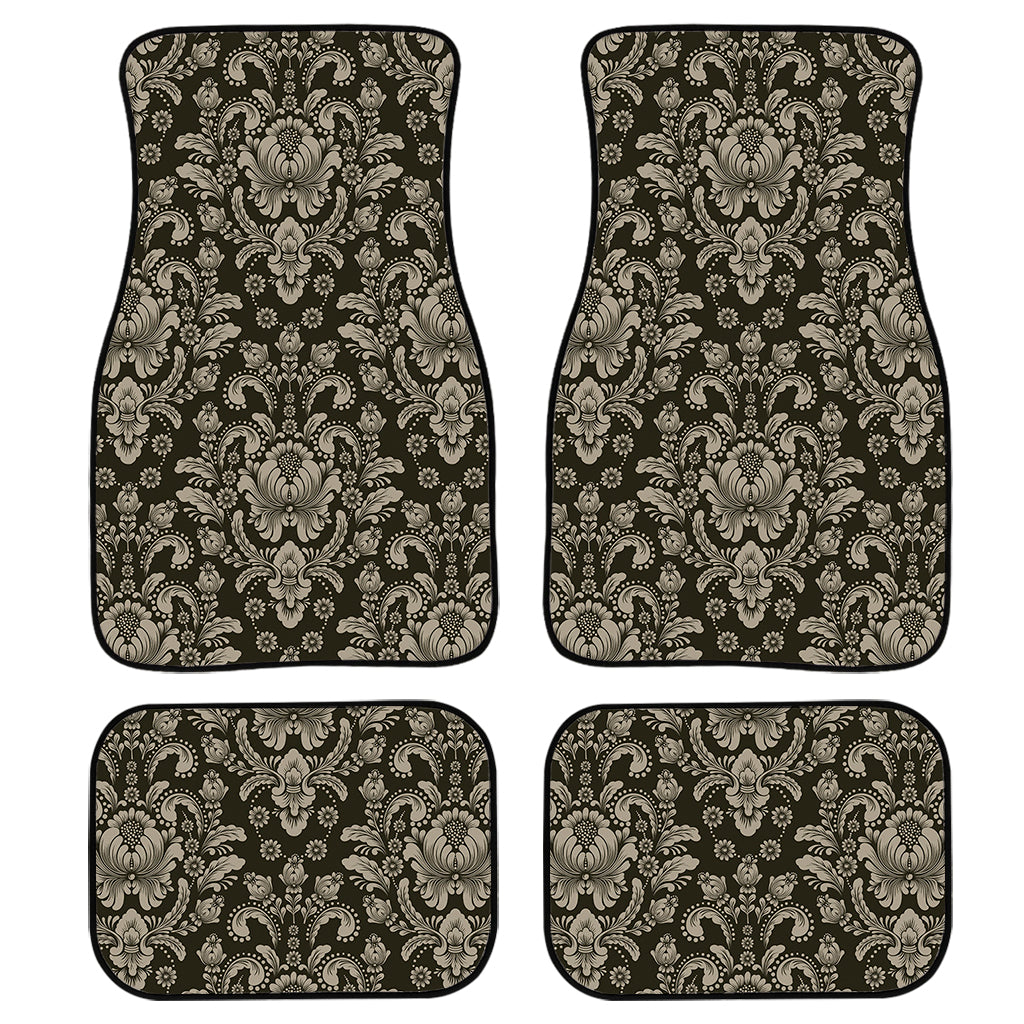 Brown Damask Pattern Print Front And Back Car Floor Mats/ Front Car Mat