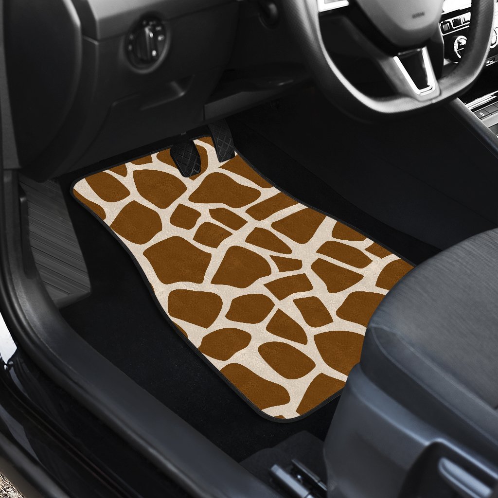 Brown Giraffe Pattern Print Front And Back Car Floor Mats/ Front Car Mat
