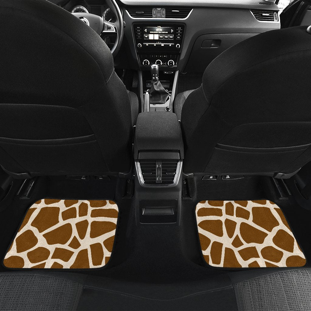 Brown Giraffe Pattern Print Front And Back Car Floor Mats/ Front Car Mat