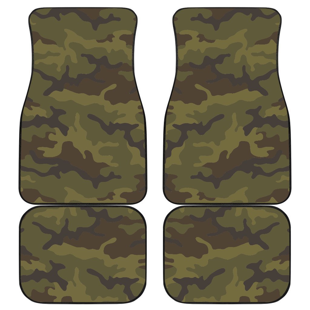 Brown Green Camouflage Print Front And Back Car Floor Mats/ Front Car Mat