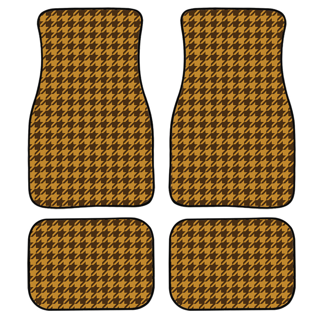 Brown Houndstooth Pattern Print Front And Back Car Floor Mats/ Front Car Mat