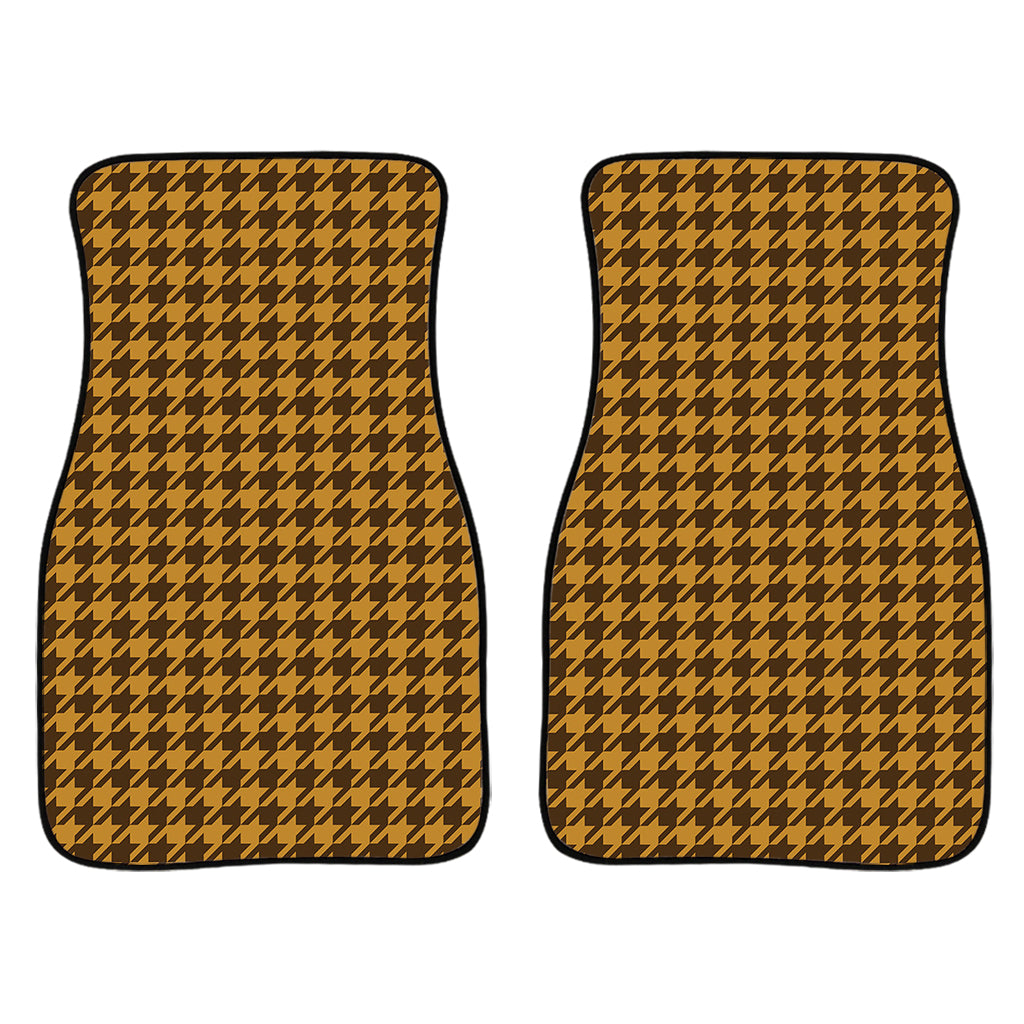 Brown Houndstooth Pattern Print Front And Back Car Floor Mats/ Front Car Mat