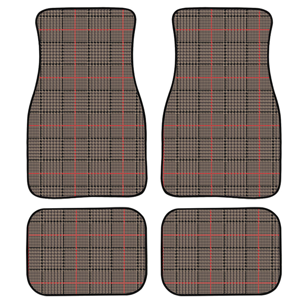 Brown Prince Of Wales Check Print Front And Back Car Floor Mats/ Front Car Mat