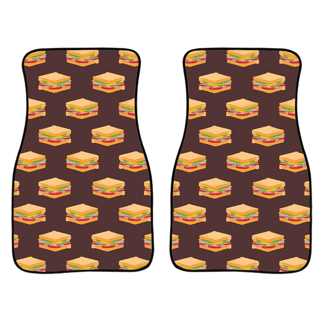 Brown Sandwiches Pattern Print Front And Back Car Floor Mats/ Front Car Mat