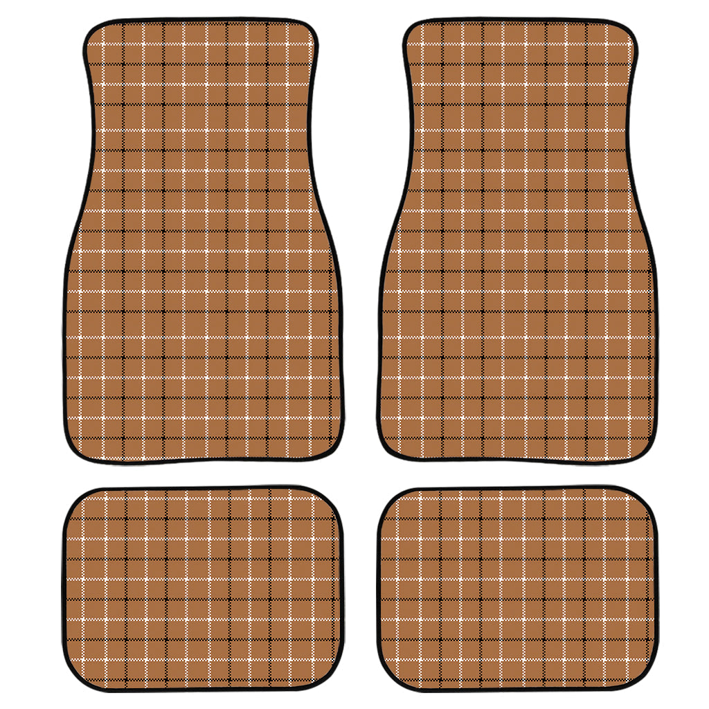 Brown Tattersall Pattern Print Front And Back Car Floor Mats/ Front Car Mat