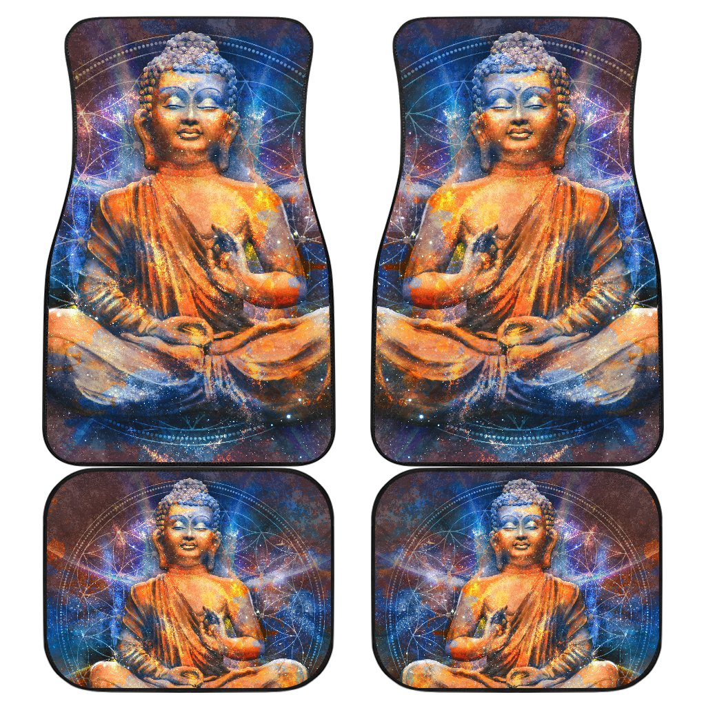 Buddha Statue Mandala Print Front And Back Car Floor Mats/ Front Car Mat