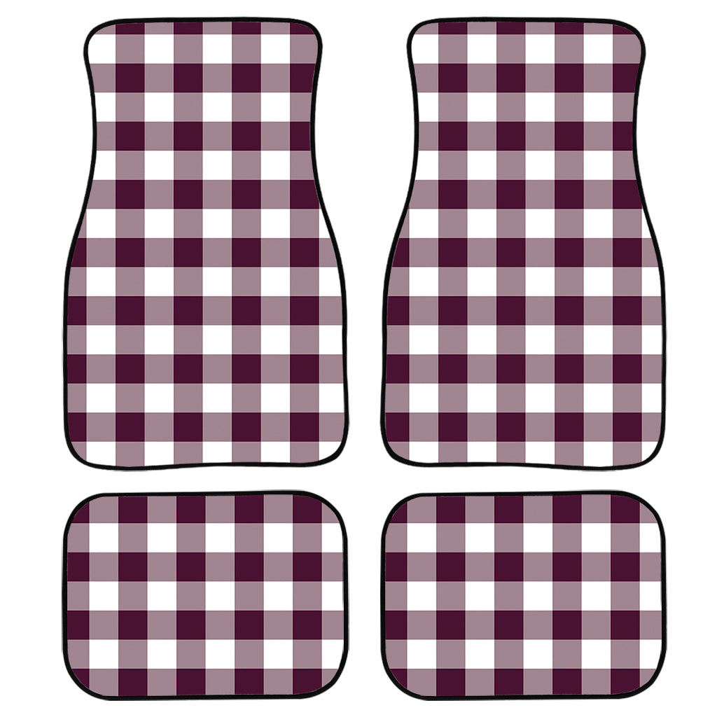 Burgundy And White Check Pattern Print Front And Back Car Floor Mats/ Front Car Mat