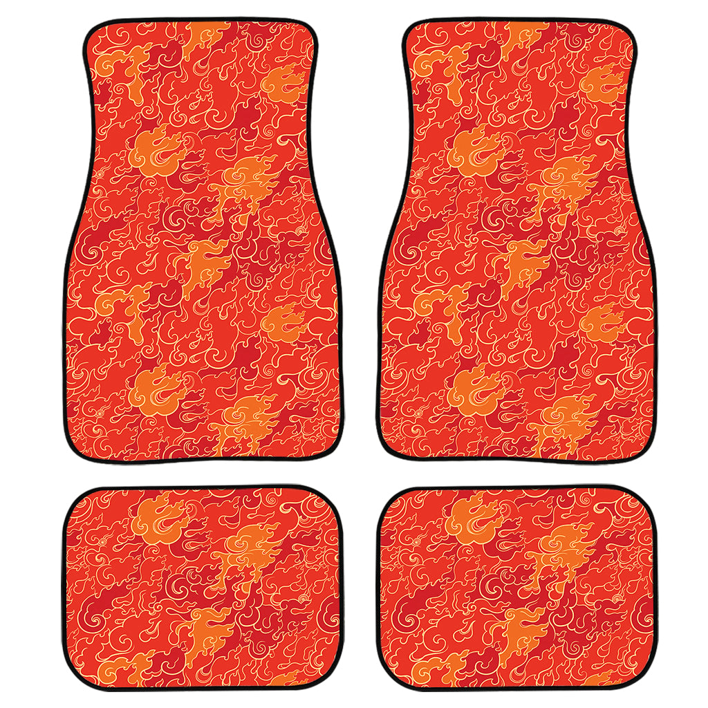 Burning Japanese Flame Pattern Print Front And Back Car Floor Mats/ Front Car Mat