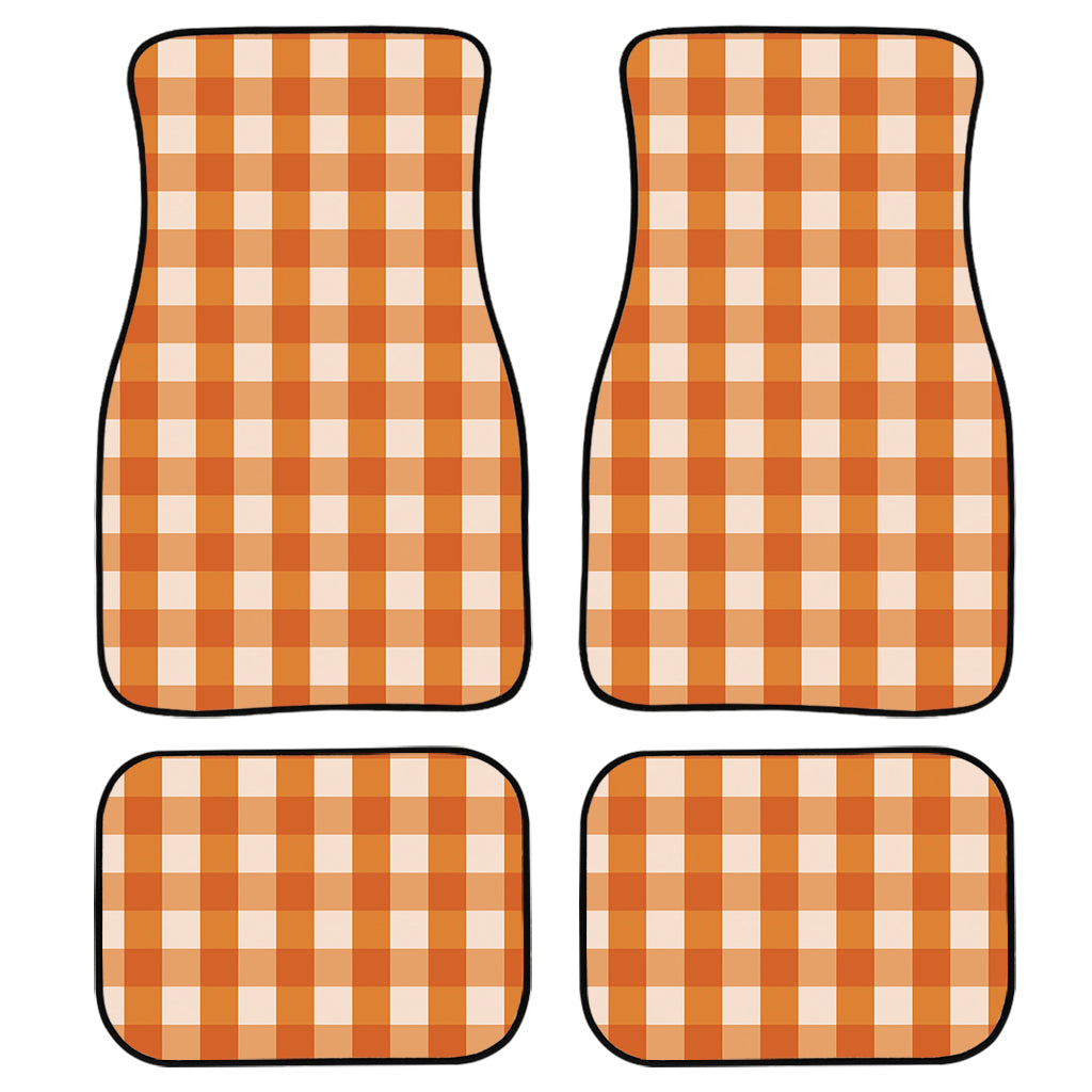 Burnt Orange And White Check Print Front And Back Car Floor Mats/ Front Car Mat