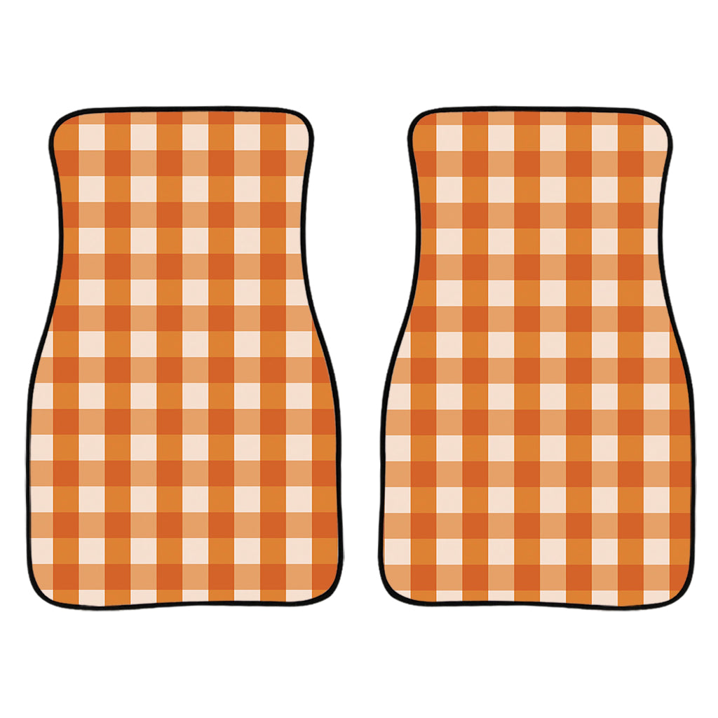 Burnt Orange And White Check Print Front And Back Car Floor Mats/ Front Car Mat