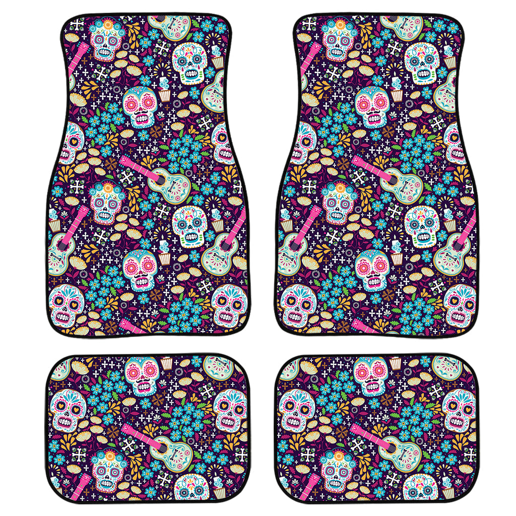 Calaveras Day Of The Dead Pattern Print Front And Back Car Floor Mats/ Front Car Mat
