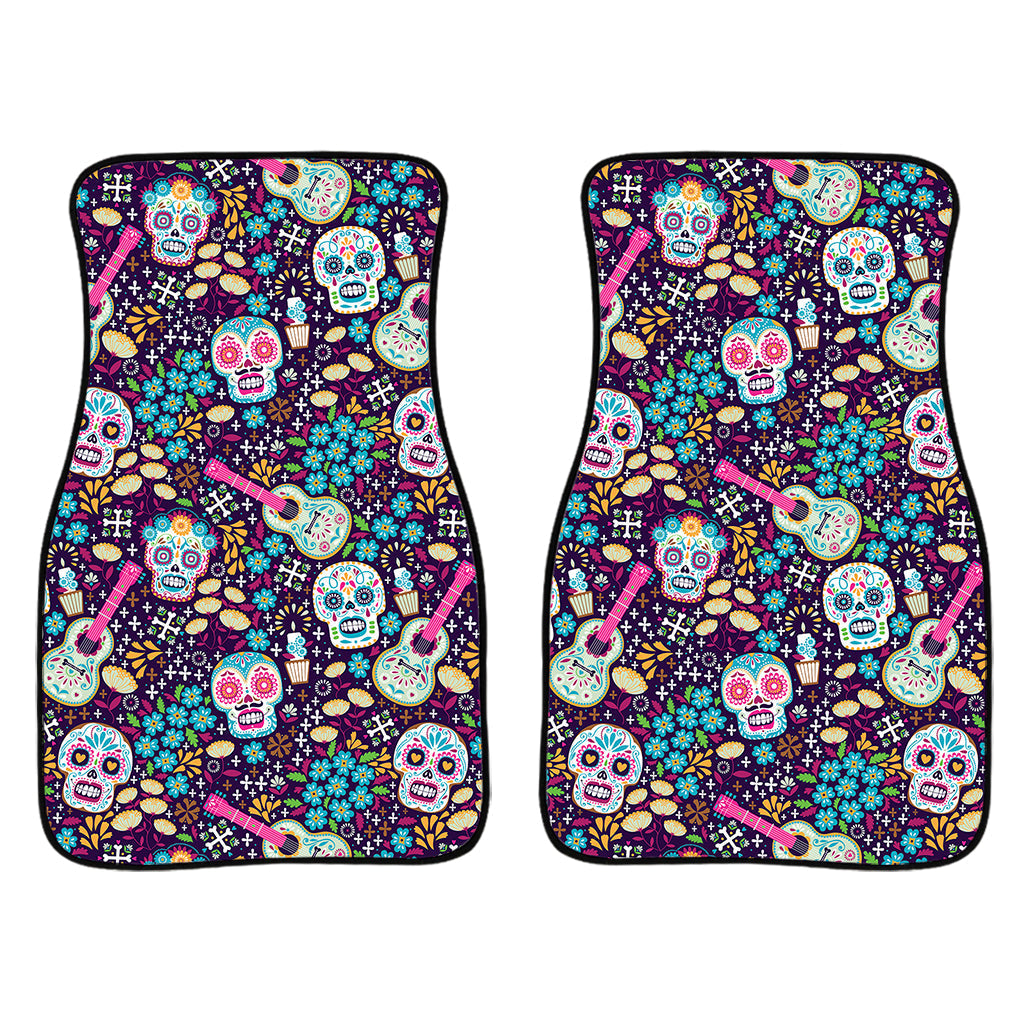 Calaveras Day Of The Dead Pattern Print Front And Back Car Floor Mats/ Front Car Mat