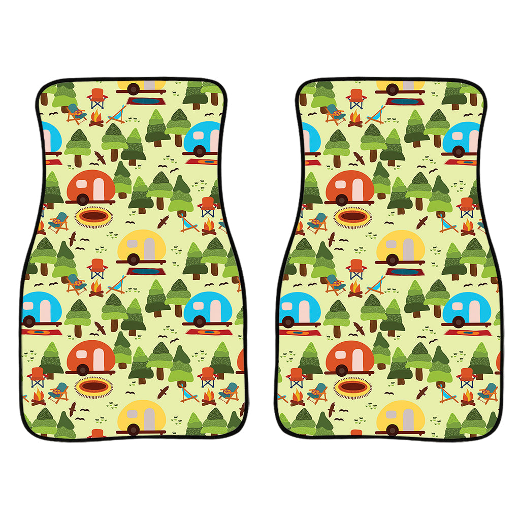 Camping Picnic Pattern Print Front And Back Car Floor Mats/ Front Car Mat