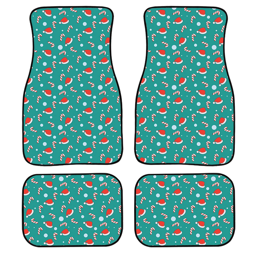 Candy And Santa Claus Hat Pattern Print Front And Back Car Floor Mats/ Front Car Mat