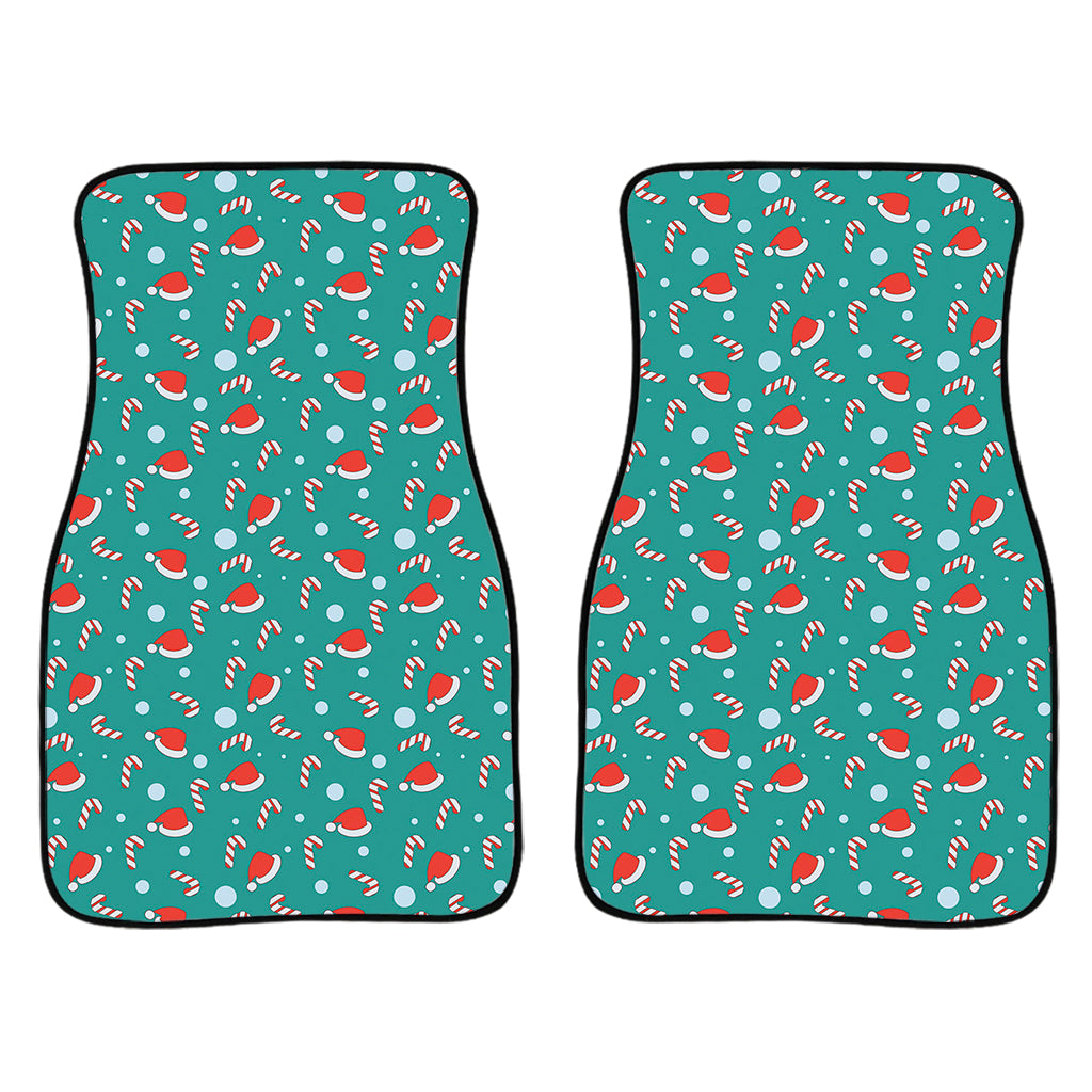 Candy And Santa Claus Hat Pattern Print Front And Back Car Floor Mats/ Front Car Mat