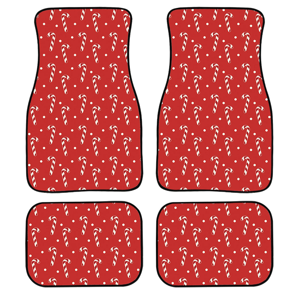 Candy Cane Polka Dot Pattern Print Front And Back Car Floor Mats/ Front Car Mat