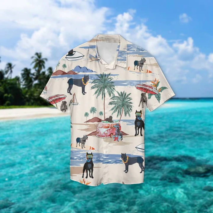 Cane Corso Summer Beach Hawaiian Shirt/ Hawaiian Shirts for Men Short Sleeve Aloha Beach Shirt