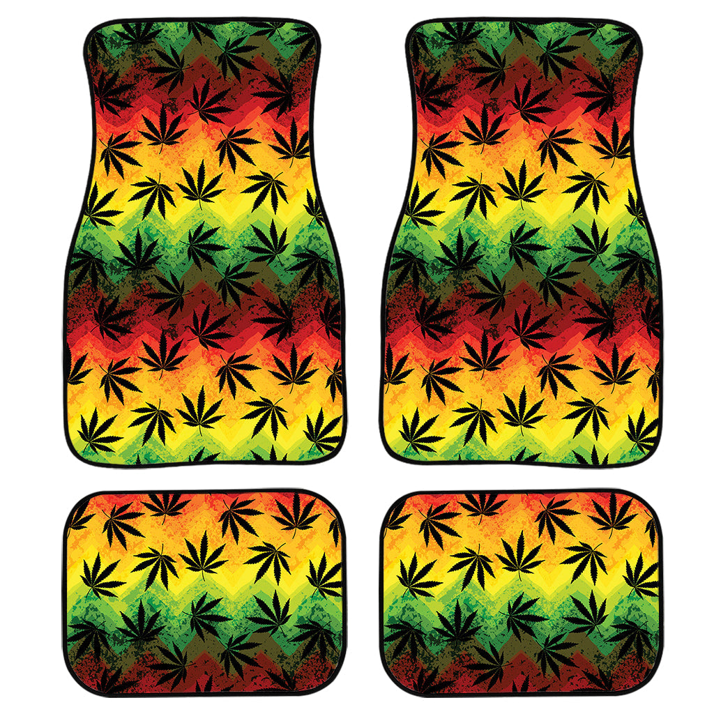 Cannabis Rasta Pattern Print Front And Back Car Floor Mats/ Front Car Mat