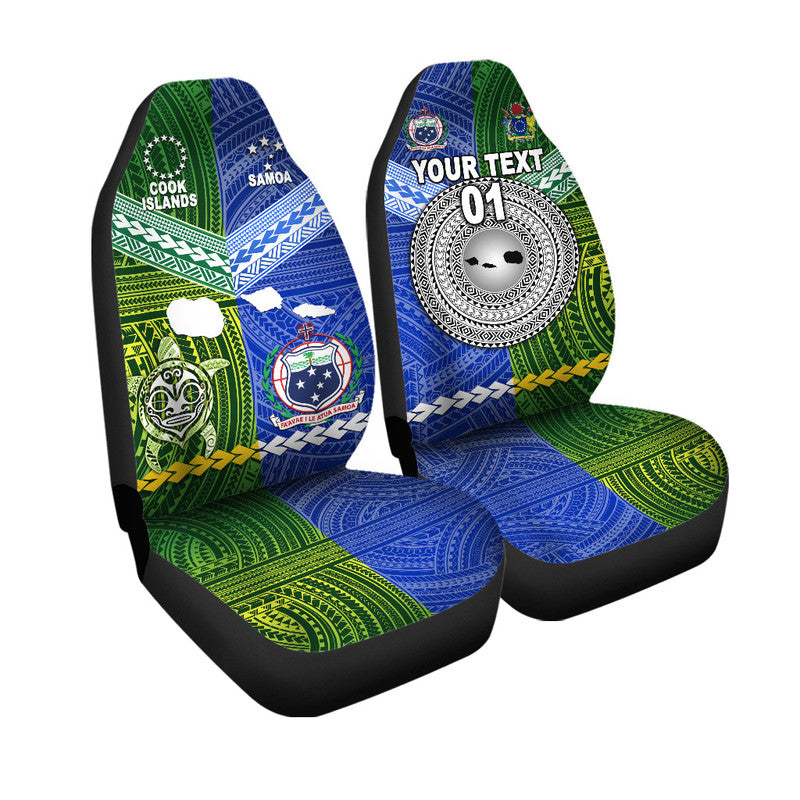 Custom Samoa And Cook Islands Car Seat Cover Together