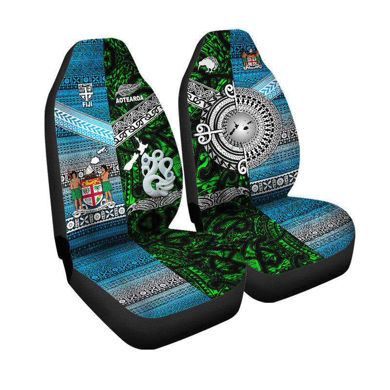 New Zealand And Fiji Car Seat Cover Together Green