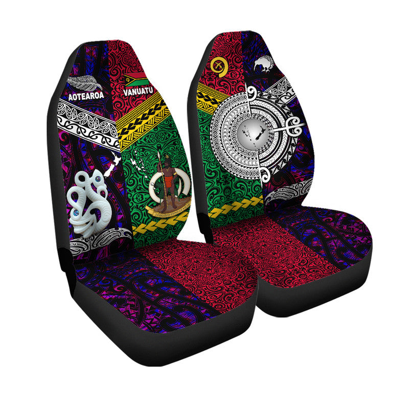 New Zealand And Vanuatu Car Seat Cover Together Purple