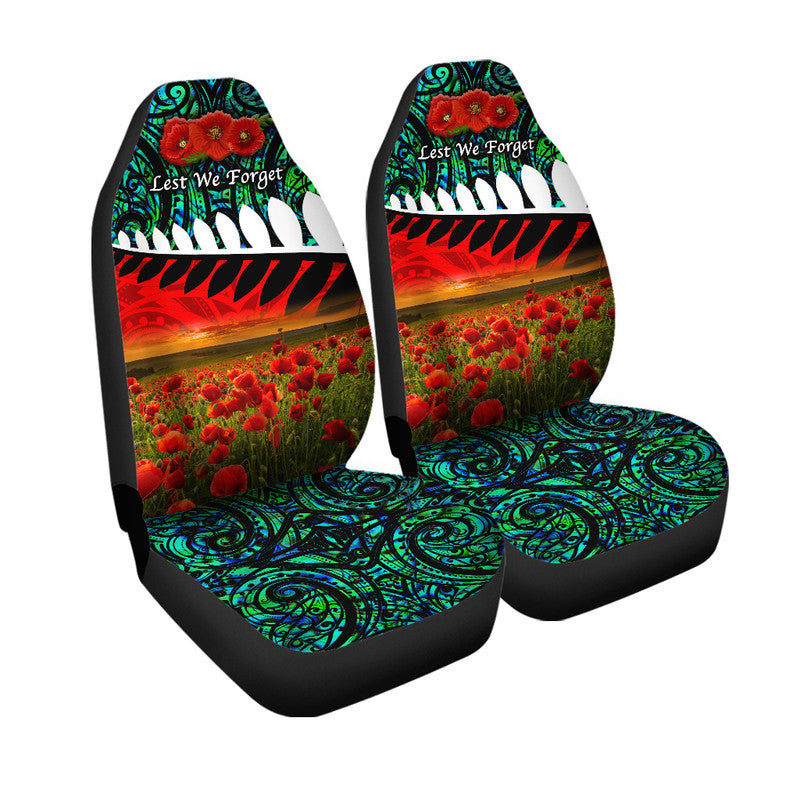 New Zealand Maori ANZAC Car Seat Cover Poppy Vibes Turquoise