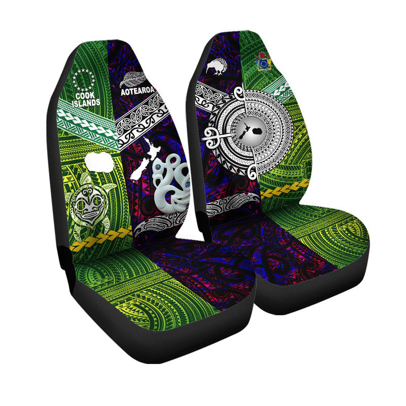 New Zealand And Cook Islands Car Seat Cover Together Purple