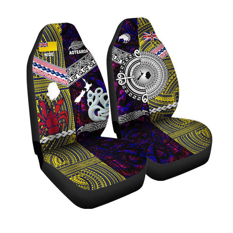 New Zealand And Niue Car Seat Cover Together Purple