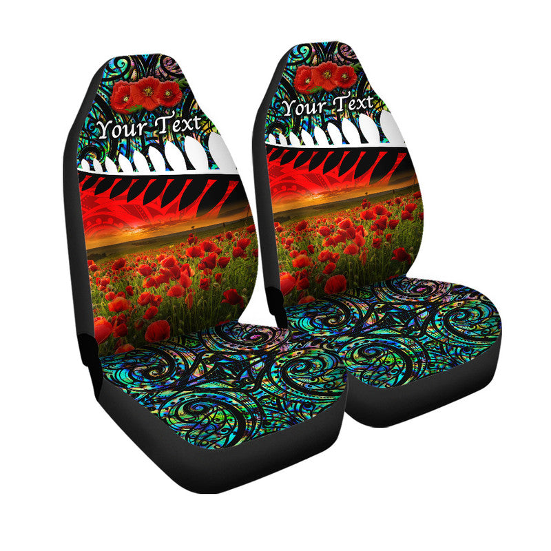 Custom New Zealand Maori ANZAC Car Seat Cover Poppy Vibes Paua Shell