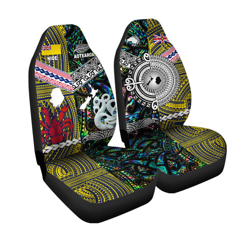 New Zealand And Niue Car Seat Cover Together Paua Shell
