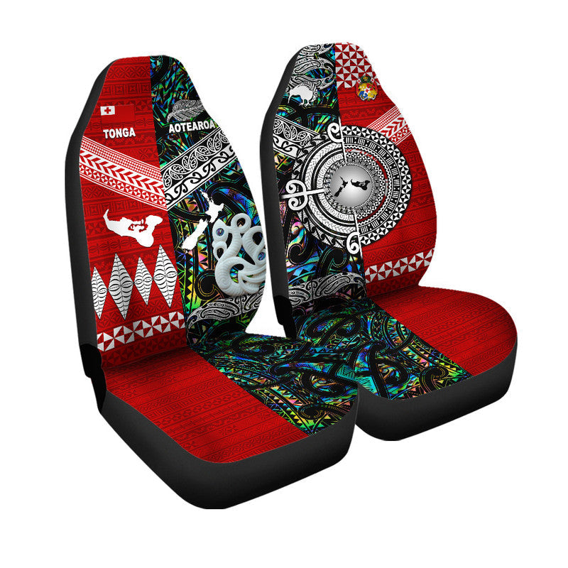 New Zealand And Tonga Car Seat Cover Together Paua Shell