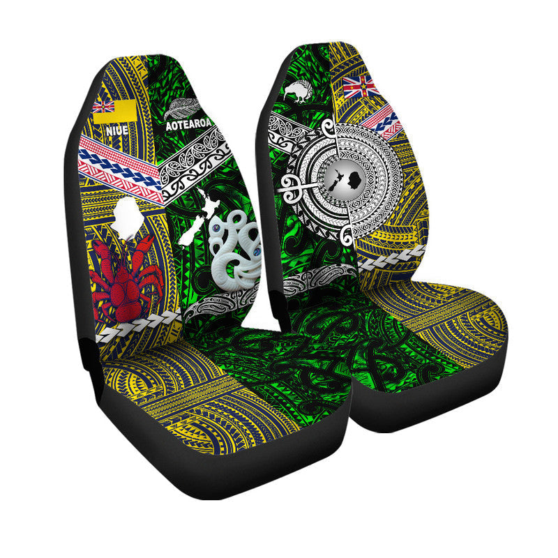 New Zealand And Niue Car Seat Cover Together Green