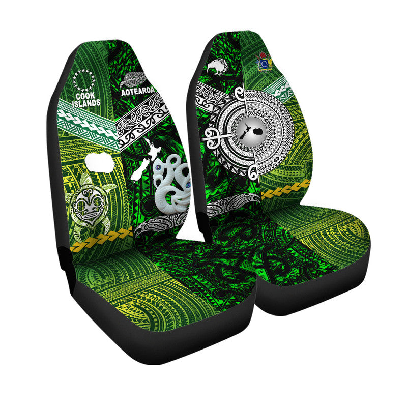 New Zealand And Cook Islands Car Seat Cover Together Green