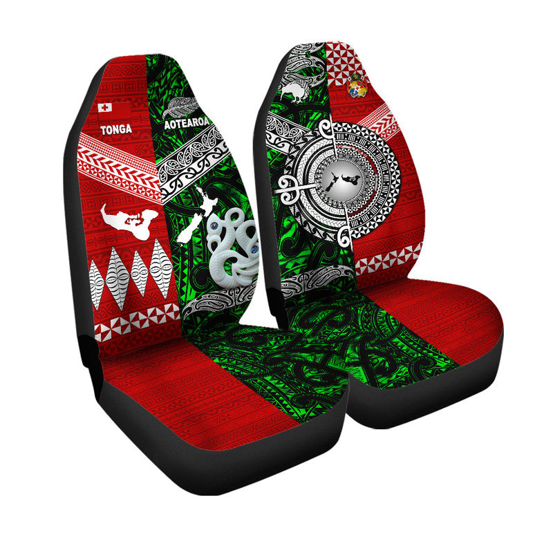 New Zealand And Tonga Car Seat Cover Together Green