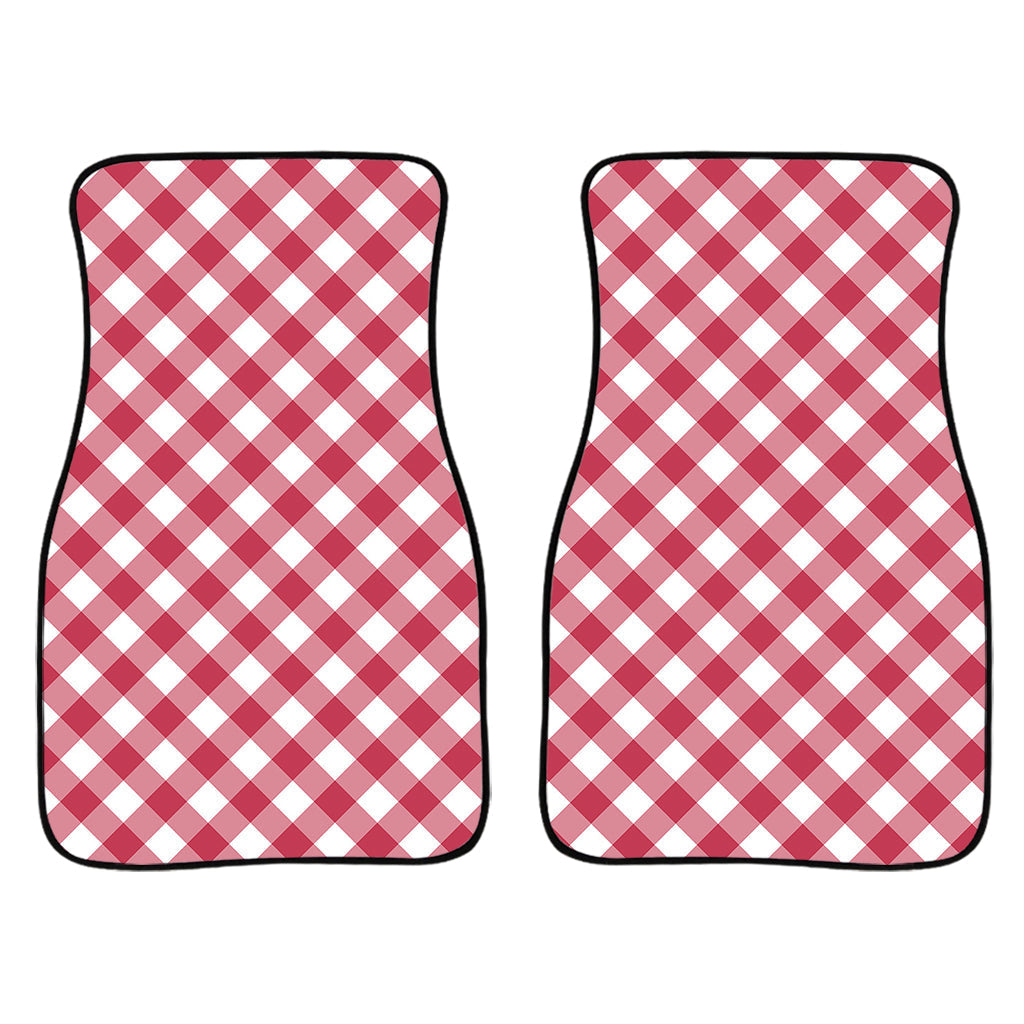 Cardinal Red And White Gingham Print Front And Back Car Floor Mats/ Front Car Mat