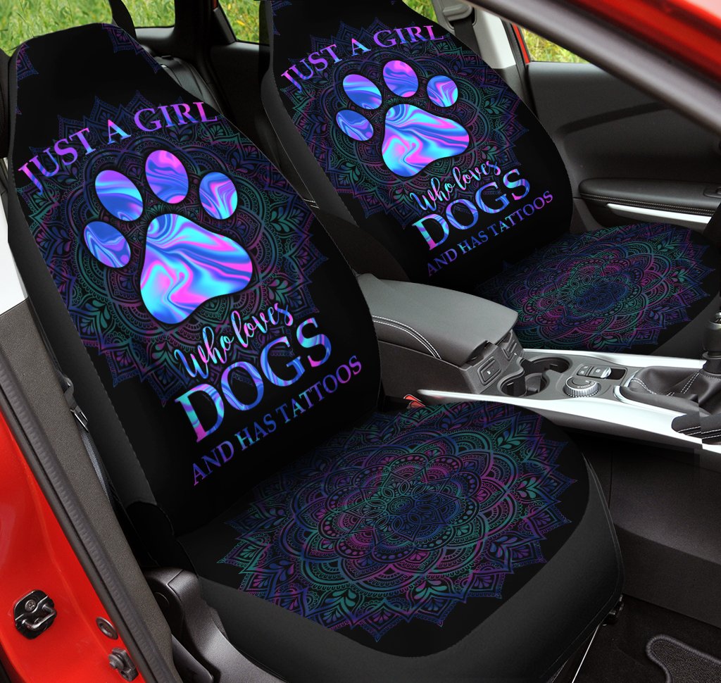 Girl A Girl Loves Dogs Allover Print Front Car Seat Covers