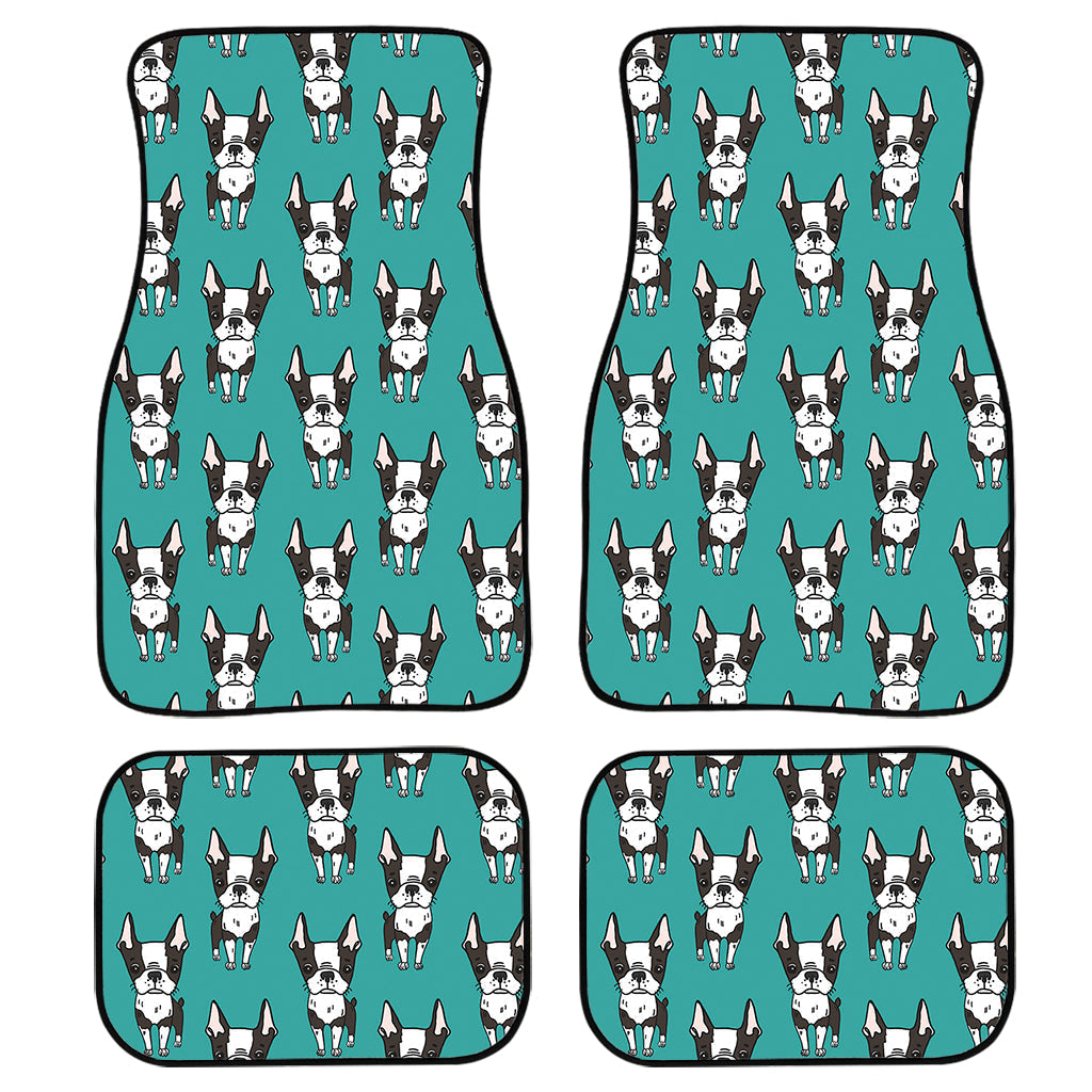 Cartoon Boston Terrier Pattern Print Front And Back Car Floor Mats/ Front Car Mat