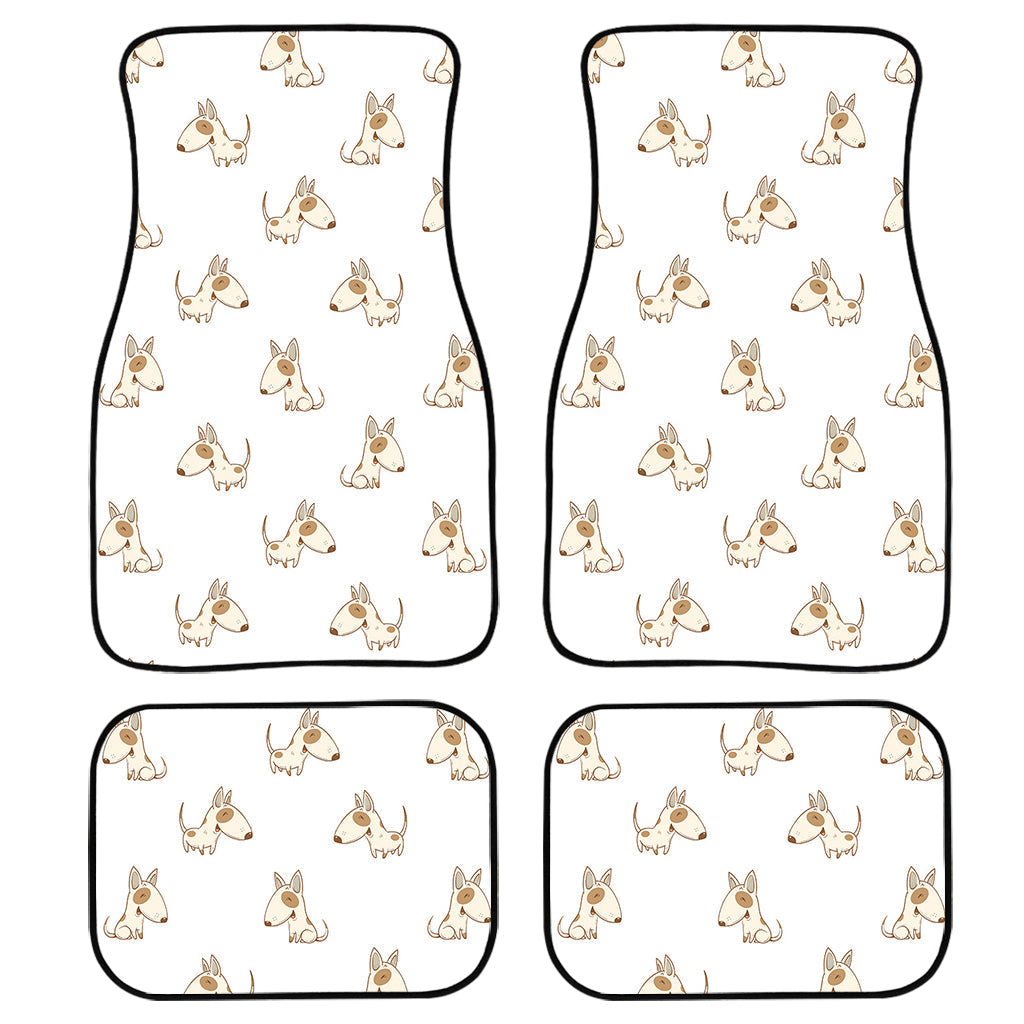 Cartoon Bull Terrier Pattern Print Front And Back Car Floor Mats/ Front Car Mat