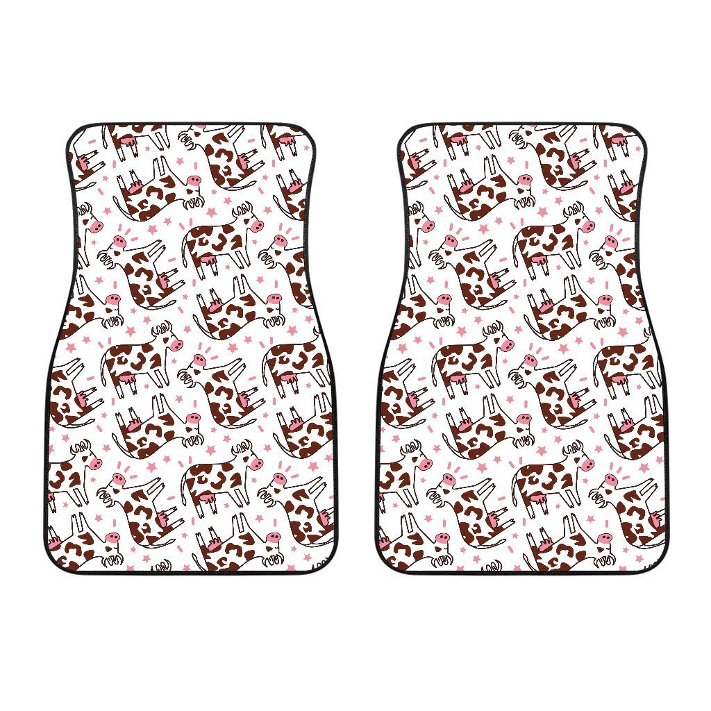 Cartoon Happy Dairy Cow Pattern Print Front And Back Car Floor Mats/ Front Car Mat