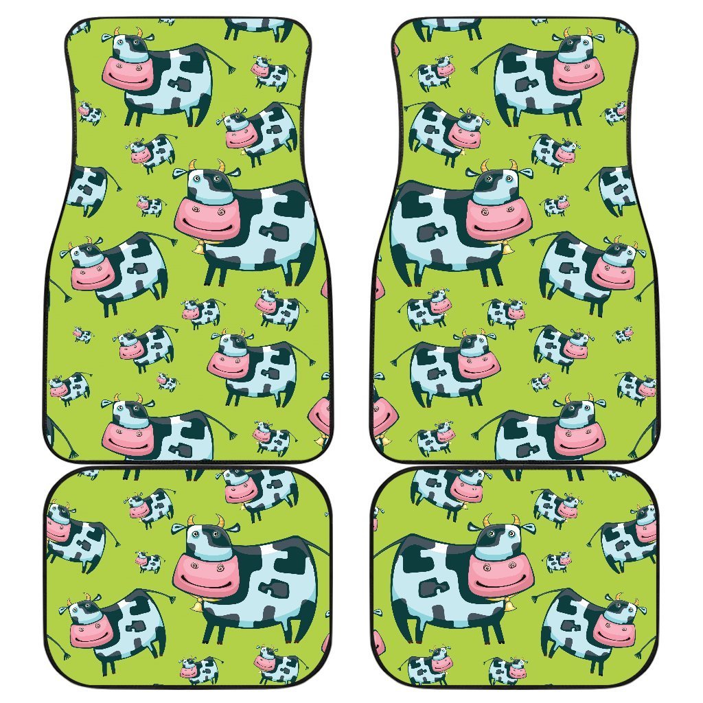 Cartoon Smiley Cow Pattern Print Front And Back Car Floor Mats/ Front Car Mat