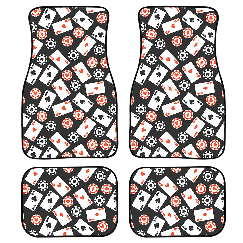 Casino Chip And Card Pattern Print Front And Back Car Floor Mats/ Front Car Mat