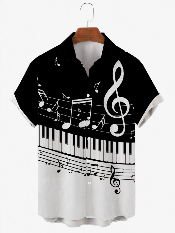 Music Jazz Loose Casual Men''s Short Sleeved Shirt/ Hawaiian Shirts For Men And Women Short Sleeve Aloha Beach Shirt/ Hawaiian Shirt Short Sleeves