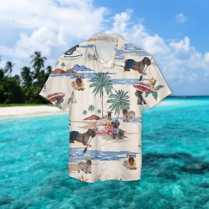 Cesky Terrier Summer Beach Hawaiian Shirt/ Hawaiian Shirts for Men Short Sleeve Aloha Beach Shirt