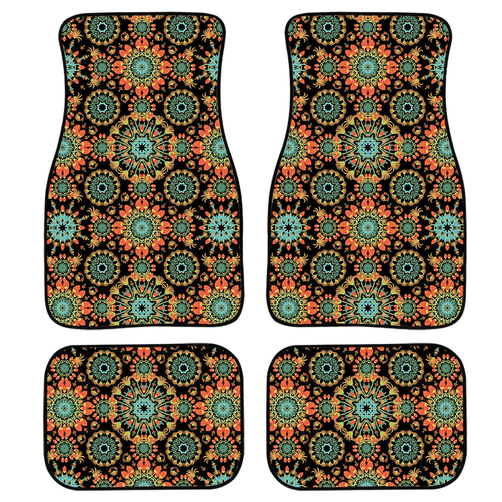 Chaotic Boho Floral Pattern Print Front And Back Car Floor Mats/ Front Car Mat