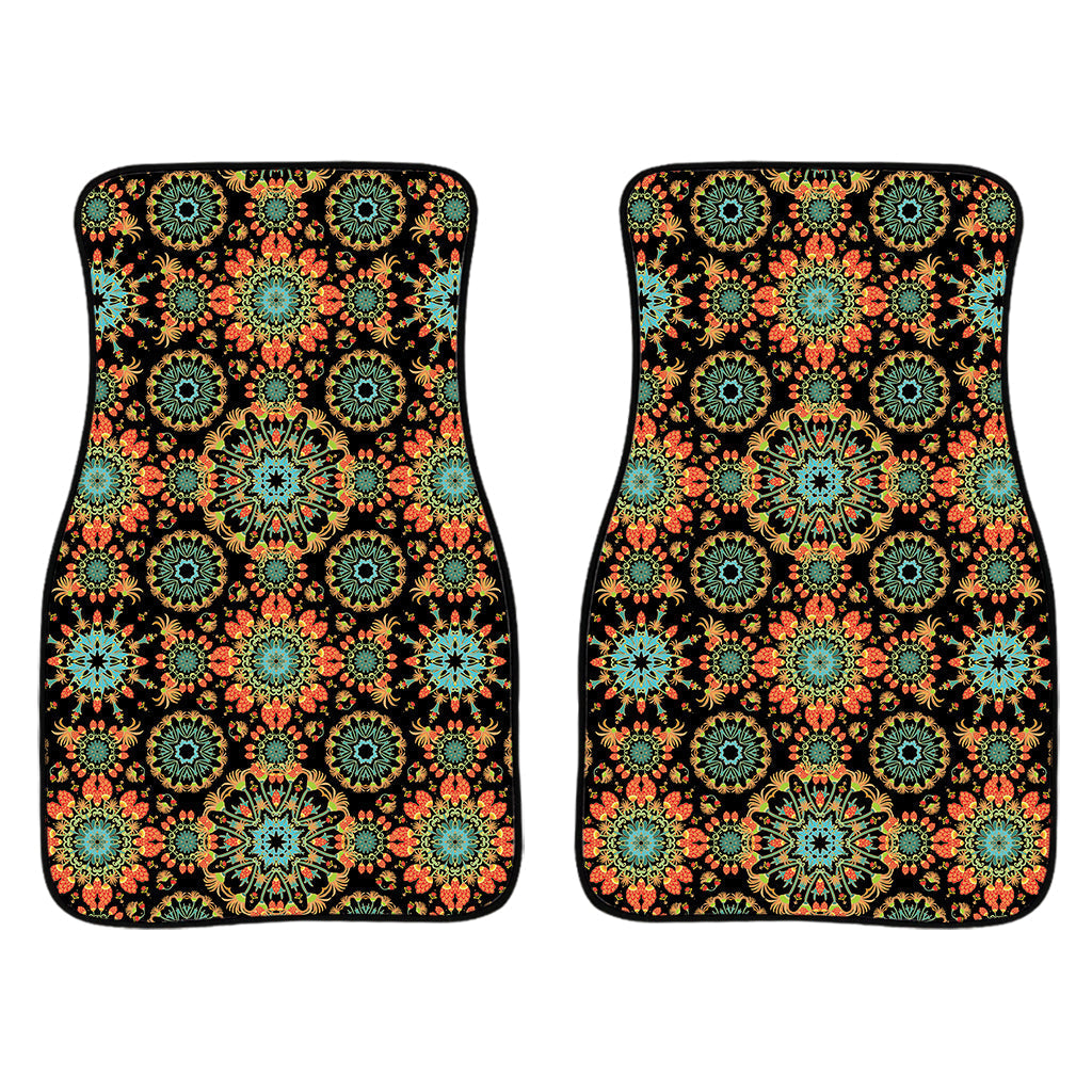 Chaotic Boho Floral Pattern Print Front And Back Car Floor Mats/ Front Car Mat