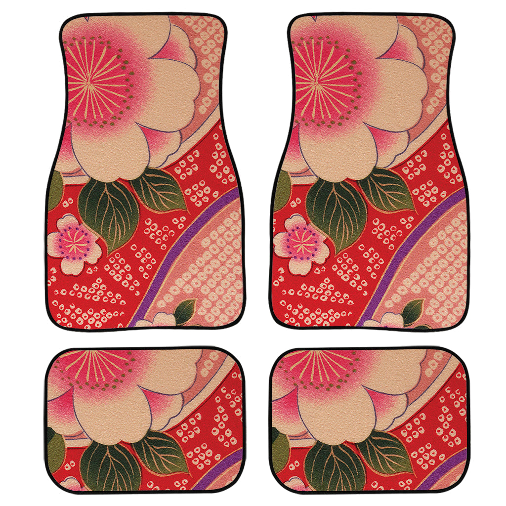 Cherry Blossom Kimono Pattern Print Front And Back Car Floor Mats/ Front Car Mat
