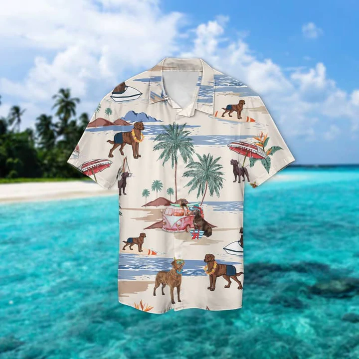 Chesapeake Bay Retriever Summer Beach Hawaiian Shirt/ Hawaiian Shirts for Men Short Sleeve Aloha Beach Shirt