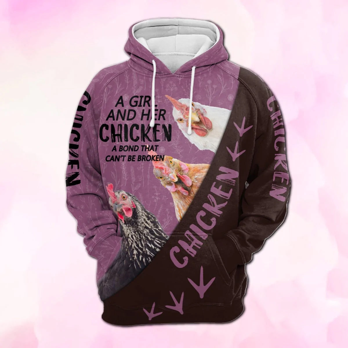 Cute Chicken Women Hoodie 3D All Over Print/ Girl And Her Chicken A Bond Can