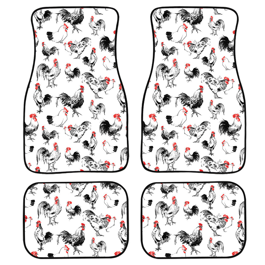 Chicken Ink Painting Pattern Print Front And Back Car Floor Mats/ Front Car Mat